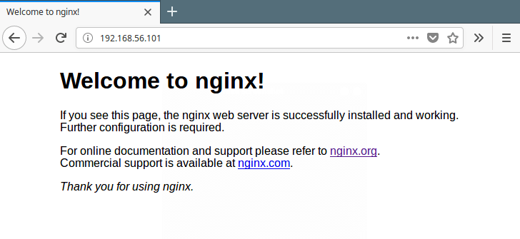 nginx install success welcome page